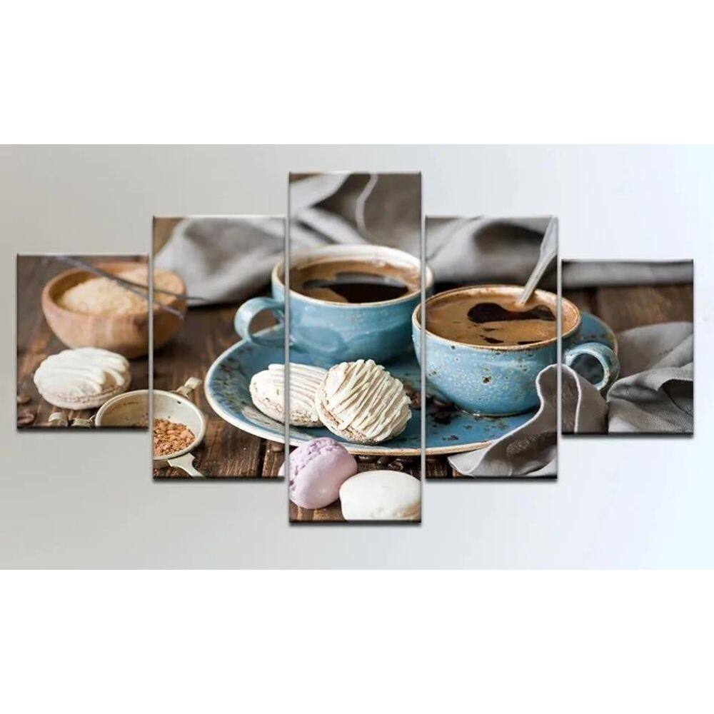 Quadro Xicaras Café 5 Peças Mosaico