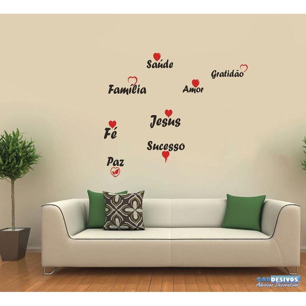 Adesivo Decorativo De Parede Palavras Saúde Gratidão Jesus