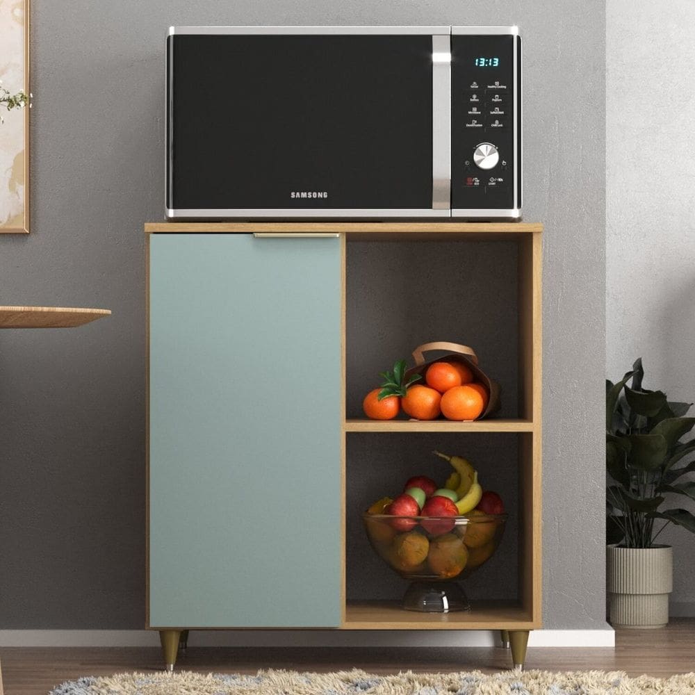 Armário Forno e Fruteira 62cm Largura Nogal/ Grey