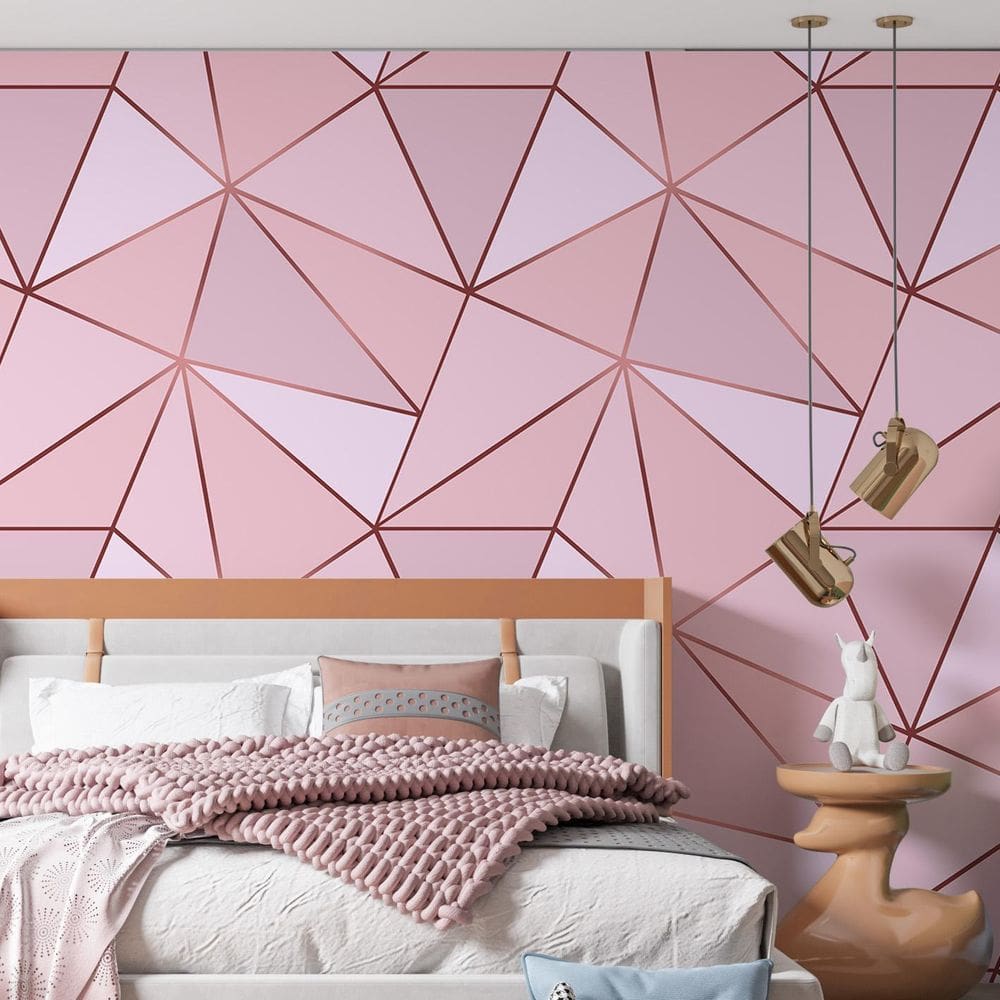 Papel De Parede Adesivo Zara Tons Rosa E Rosê Gold - 3,0M