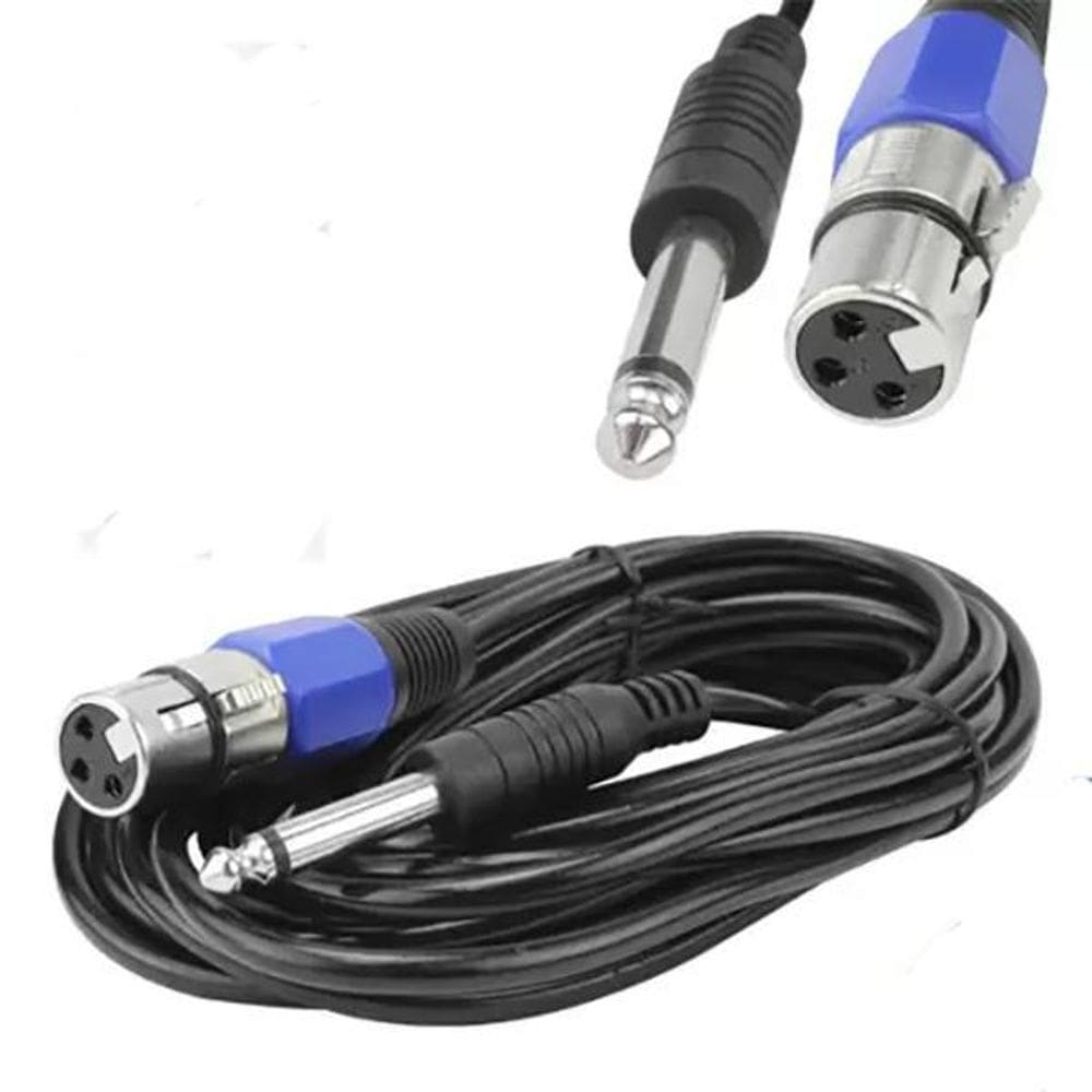 Cabo P10 X XLR Fêmea Tipo Cannon Para Microfone 5 Metros