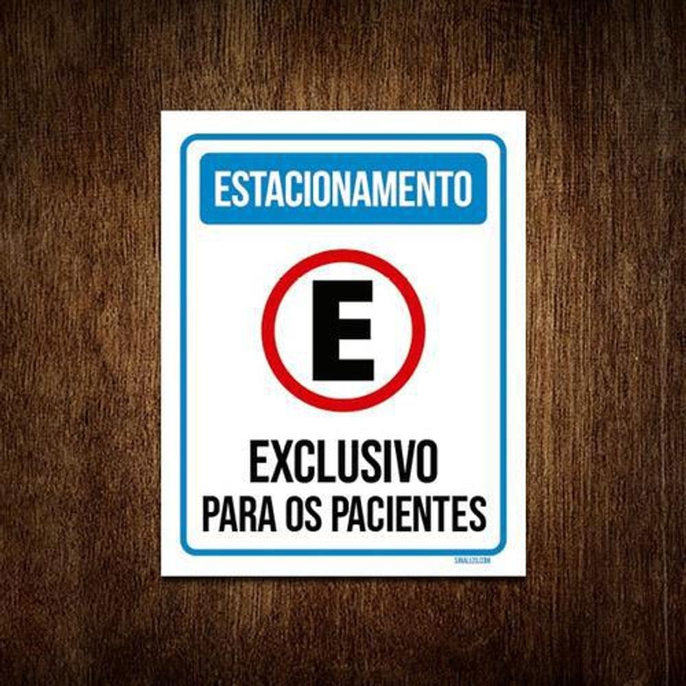Placa Estacionamento Exclusivo Para Pacientes 36X46