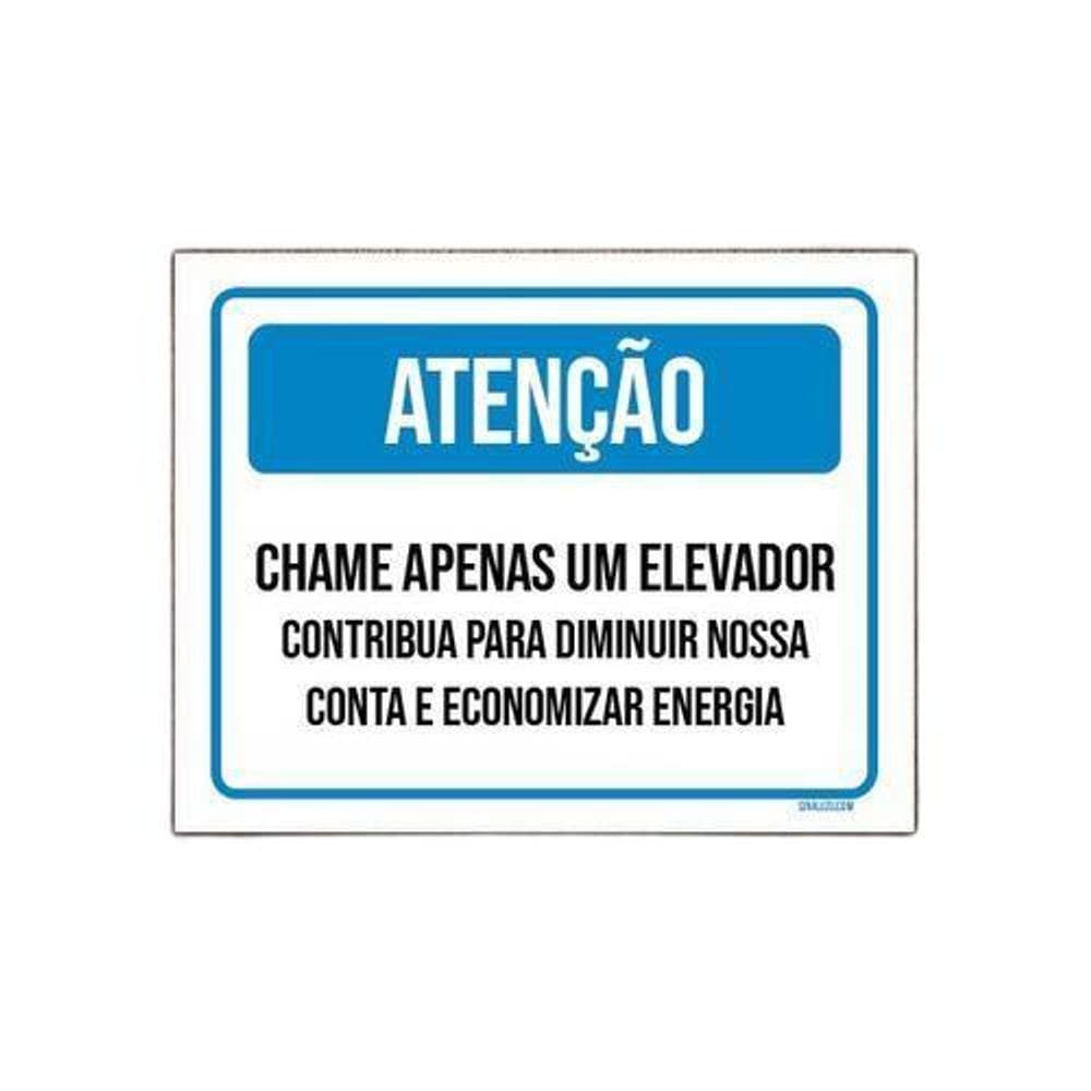 Kit 3 Placa Sinalização Atenção Chame Apenas Um Elevador
