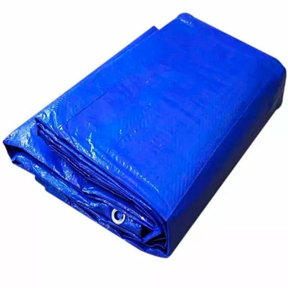 Lona plástica azul reforçada 6x3 m com argolas 350 micras