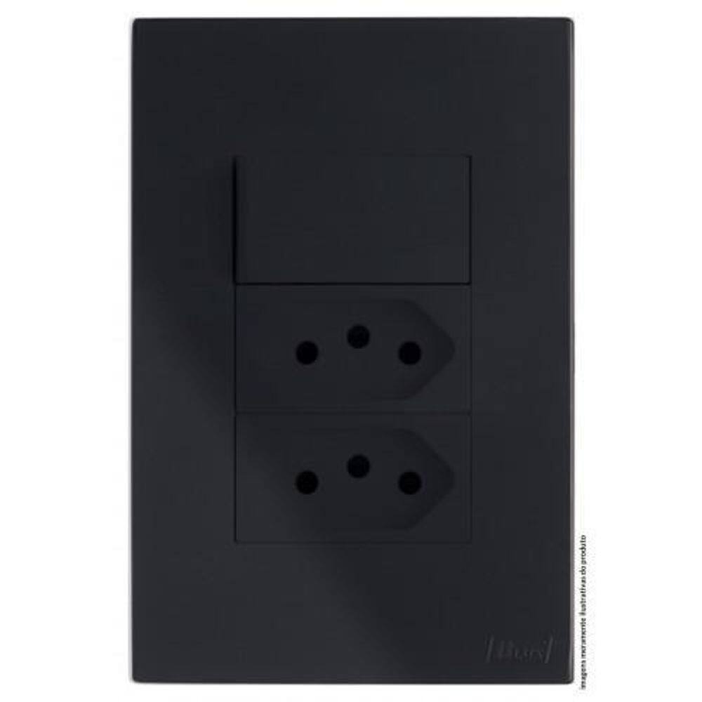 Kit Interruptor Simples + Tomada Dupla 10A 4X2 Brs12280-7Bk