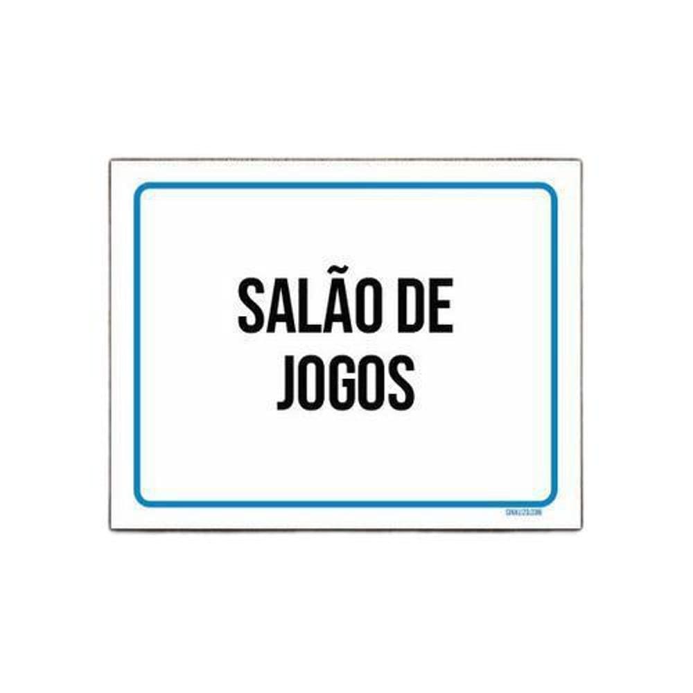 Kit 10 Placas Ambiente Sinalização Setor Salão De Jogos