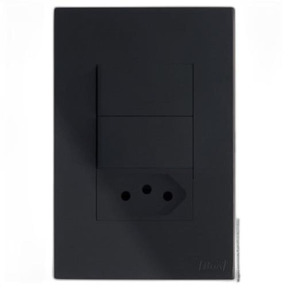 Kit Interruptor Duplo Simples + Tomada 10A 4X2 Brs12244-0Bk