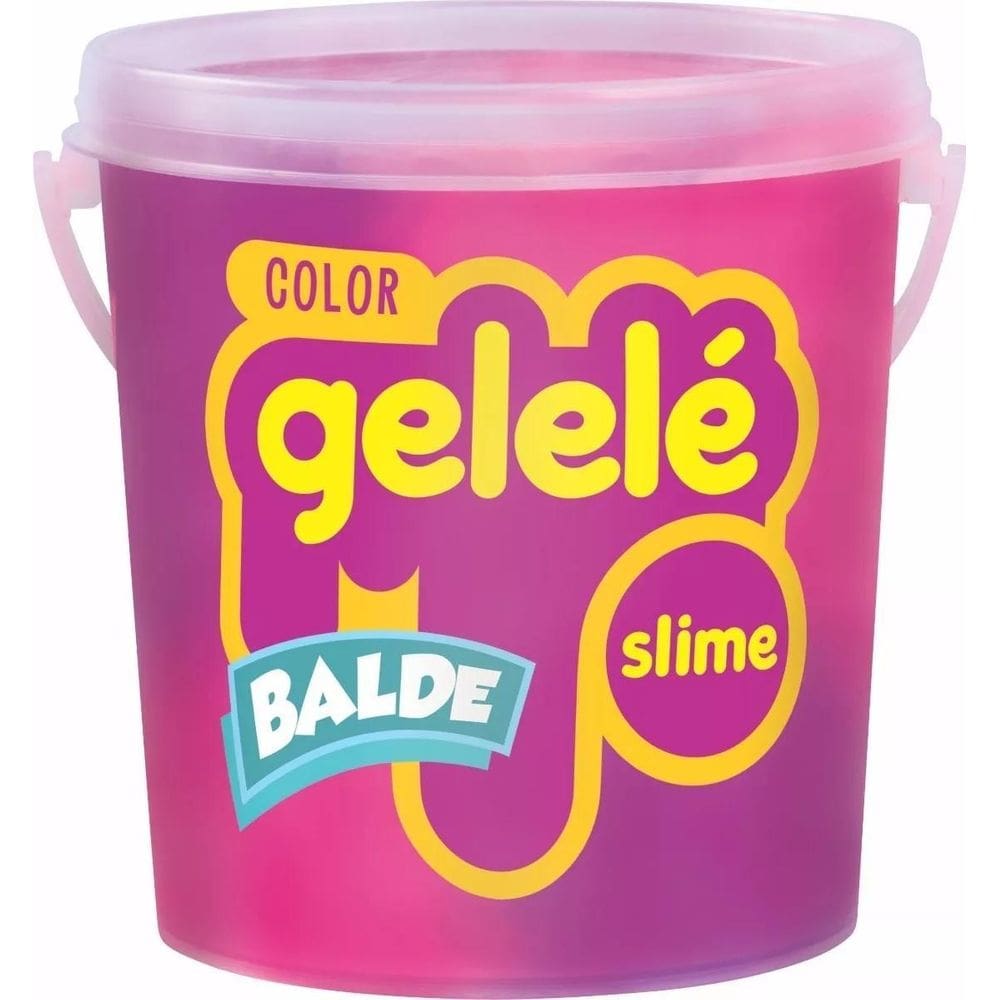 Balde Slime Color Gelelé Doce Brinquedo 457G 2 Cores Rosa E