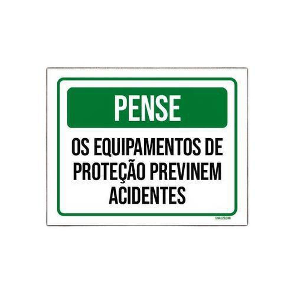 Kit 10 Placas Pense Equipamentos Proteção Acidentes