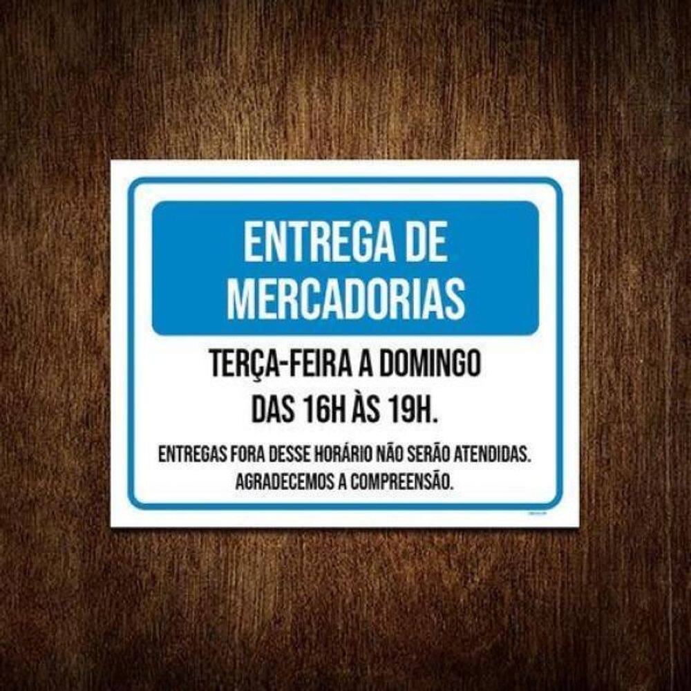Kit 3 Placas Sinalização -  Mercadorias Terça Domingo