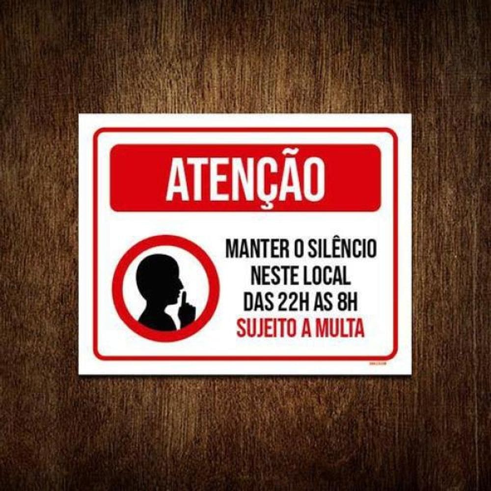 Placa Atenção Mantenha Silêncio Neste Local 18X23