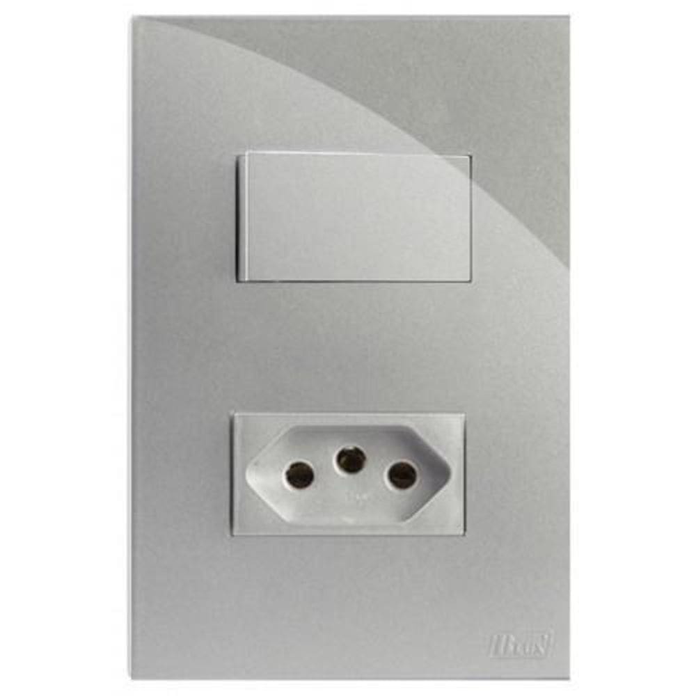 Kit Interruptor Simples + Tomada 10A 4X2 Brg11248-8Pr