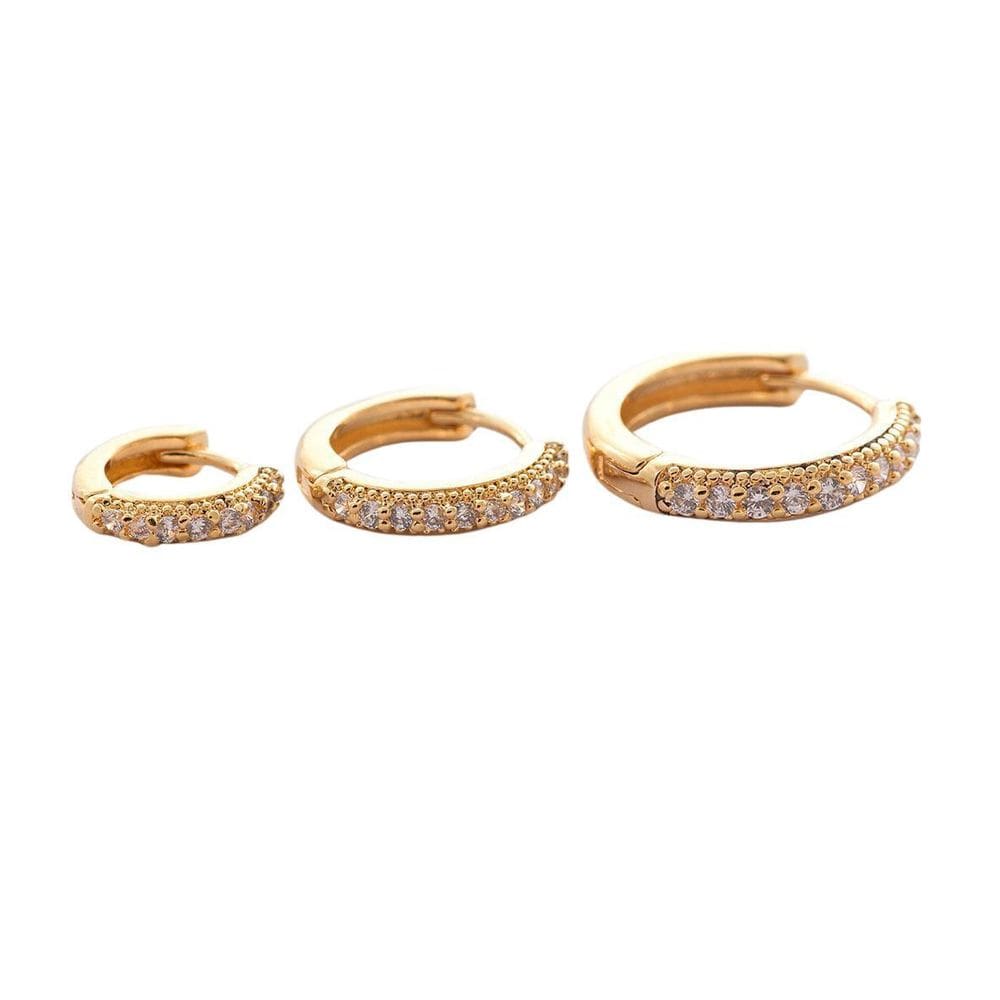 Brinco Trio De Argolinha Com Fio Lateral Folheado Em Ouro 1