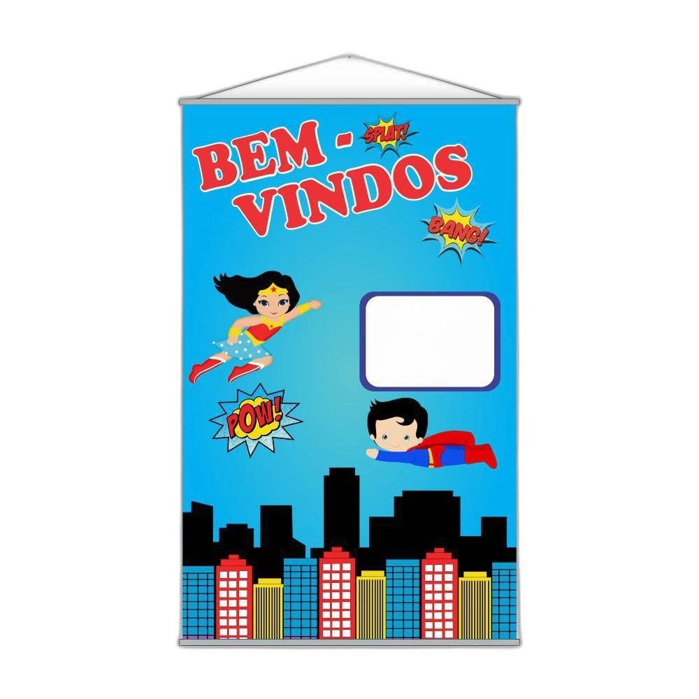 Banner Bem Vindos Escolar Heróis Pedagógico 120X65Cm