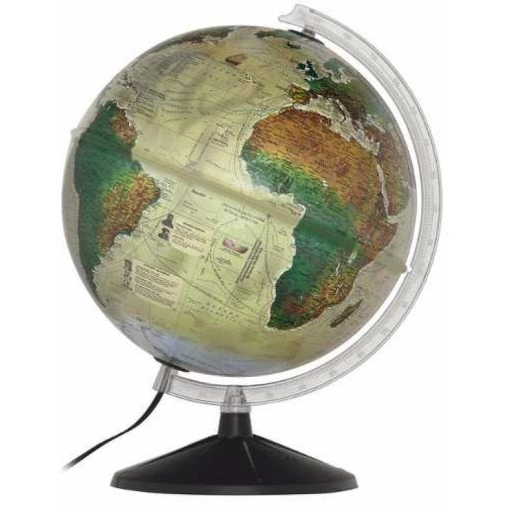 Globo Mapa Mundi Histórico Iluminado Bivolt Abajur 30cm