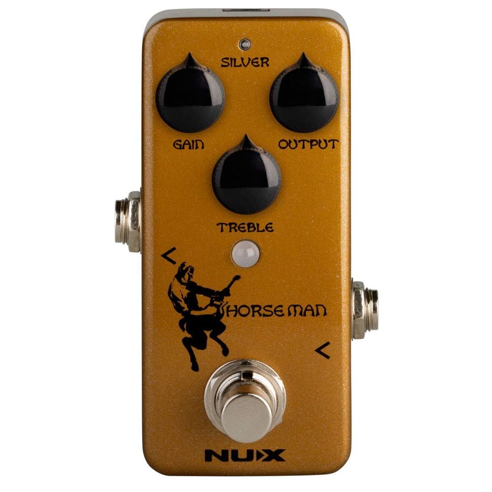 Pedal de efeito de guitarra NUX Horseman Overdrive com ouro e prata