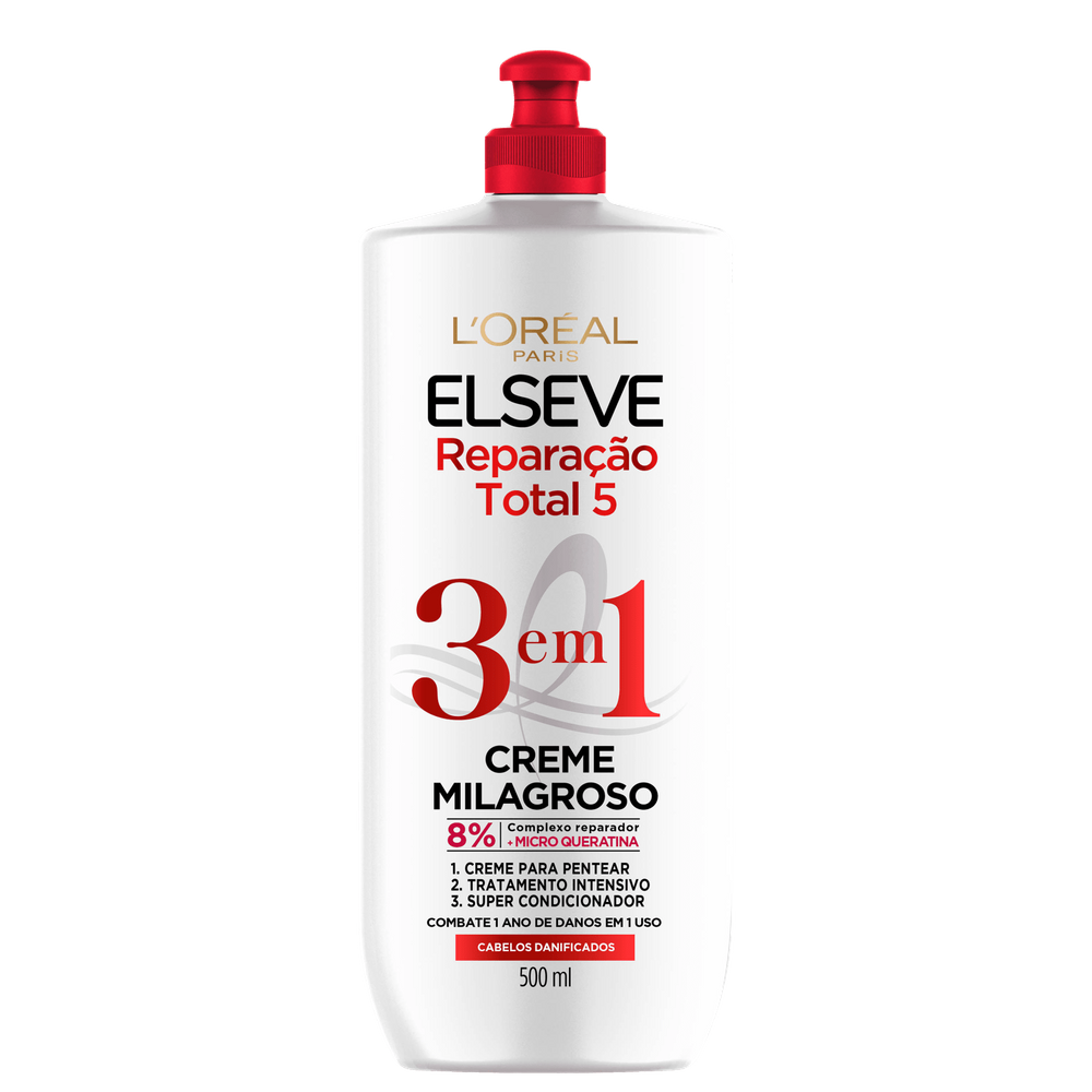 Elseve L`Oréal Paris Reparação Total 5 3 em 1 - Creme de Pentear 500ml