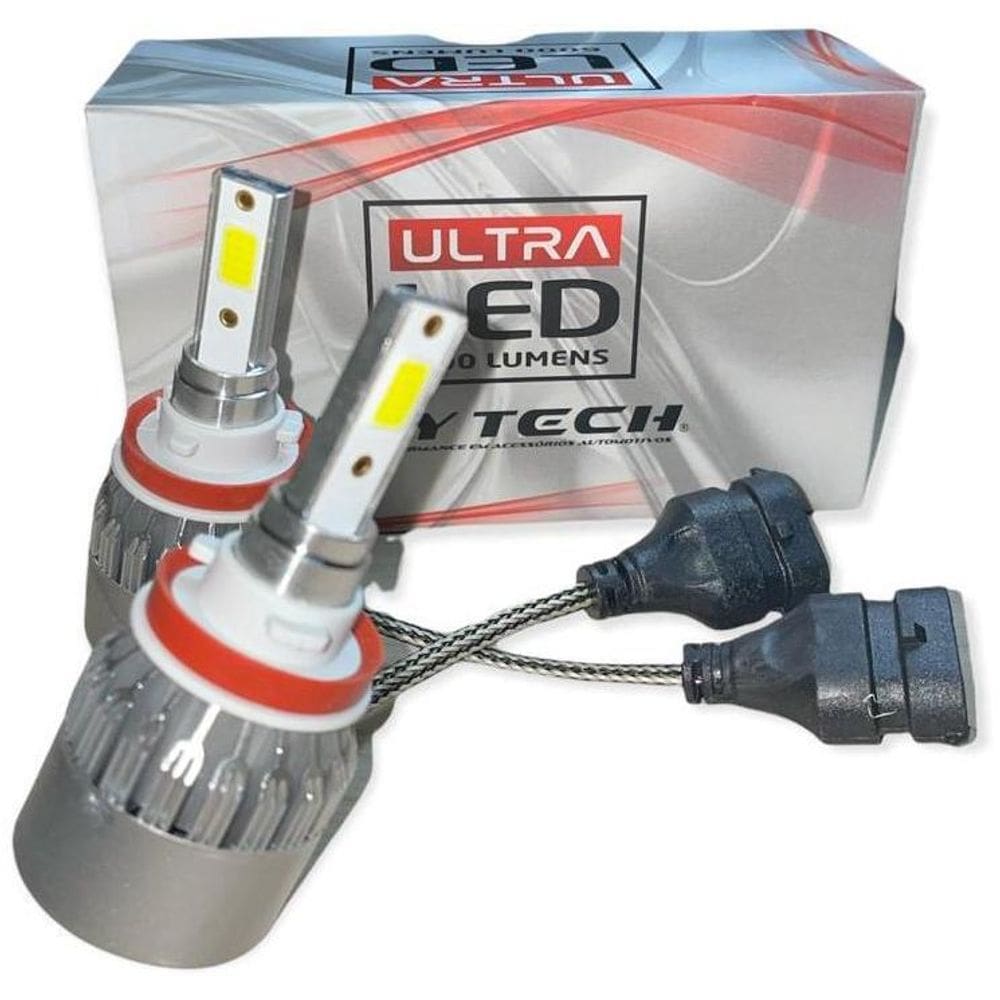 Par Lâmpada Ultra Led H11 Tay Tech 6000 Lumens Efeito Xenon