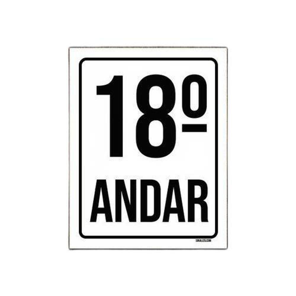Kit 5 Placas Sinalização Ambiente Identificação 18º Andar