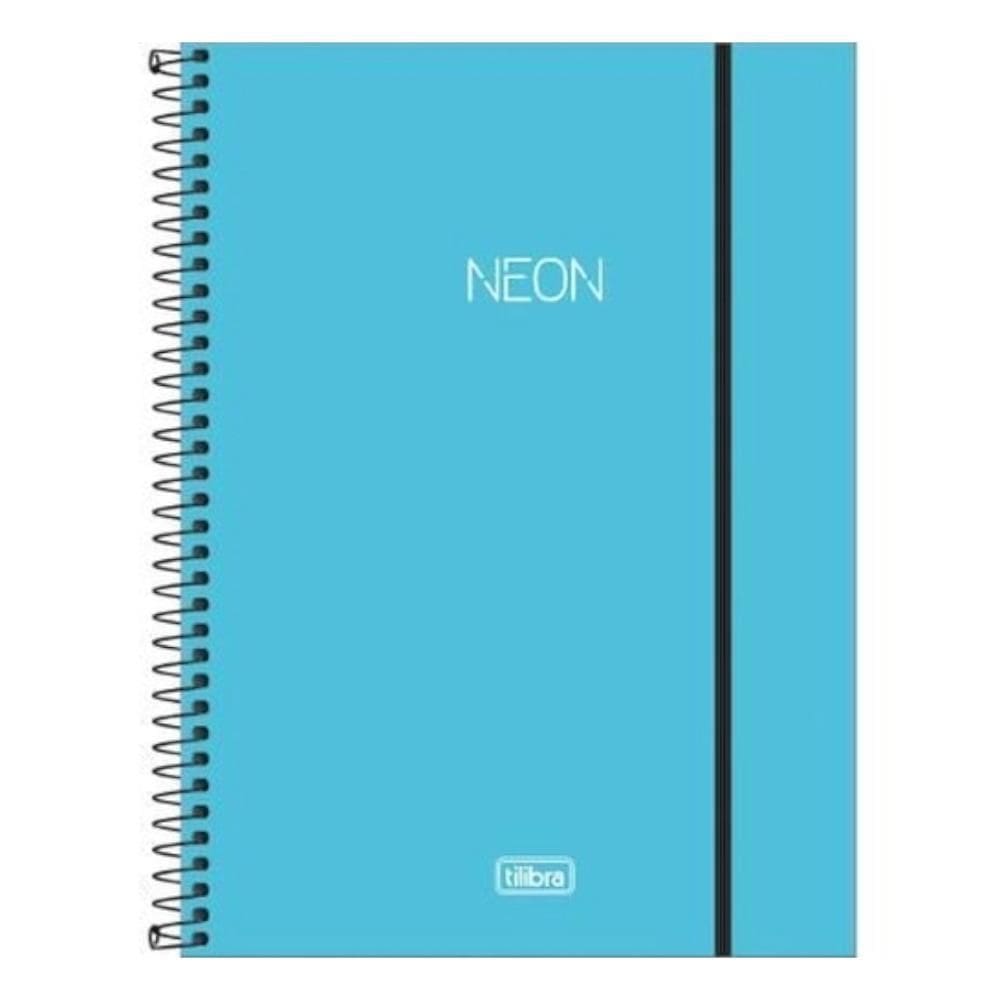 Caderno Universitário Tilibra Espiral Neon Azul 160 Folhas
