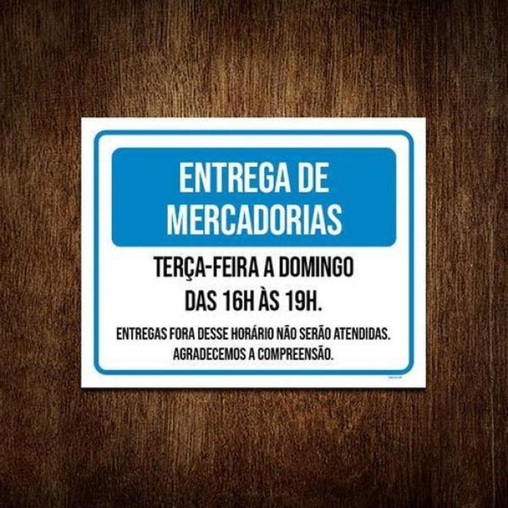 Kit 3 Placas Sinalização -  Mercadorias Terça Domingo