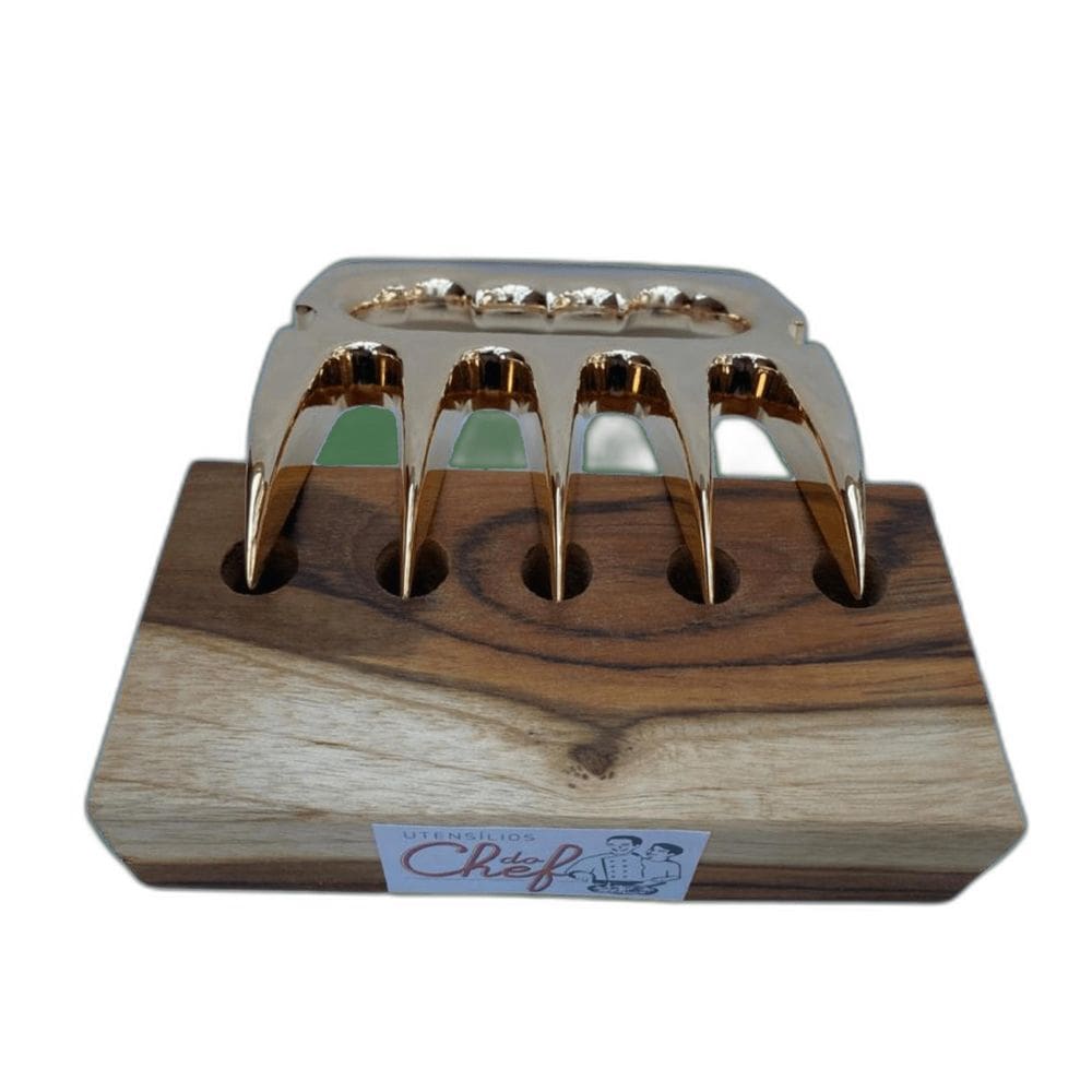 Garra Para Churrasco Banhada A Ouro 18 Quilates