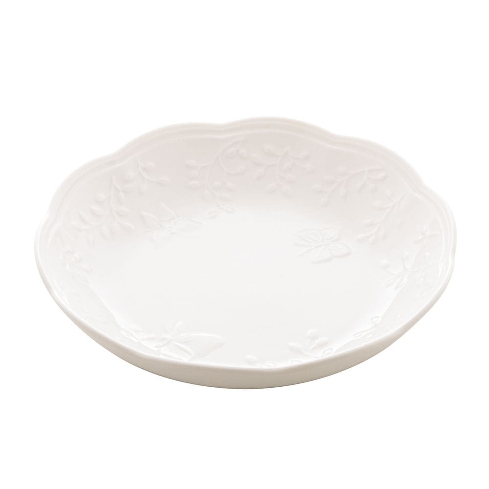 Prato Fundo de Porcelana New Bone Butterfly Flower Branco 21cm Lyor