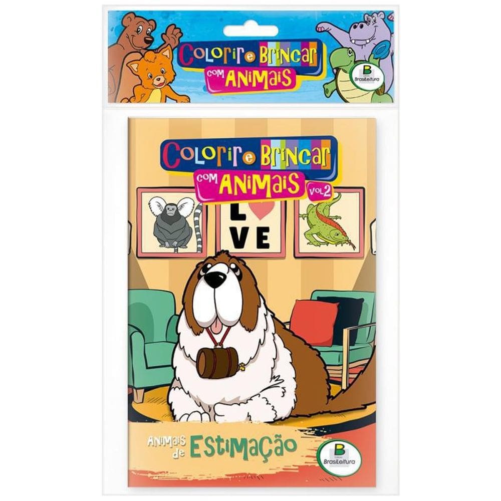Livro Colorir E Brincar Com Animais - Kit Com 10 Unidades