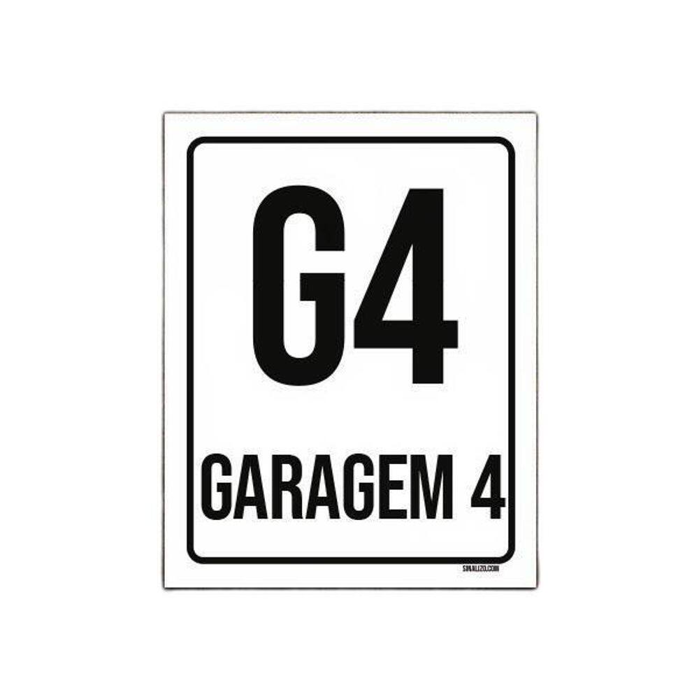 Placa Sinalização Ambiente Indicativo G4 Garagem 4 27X35