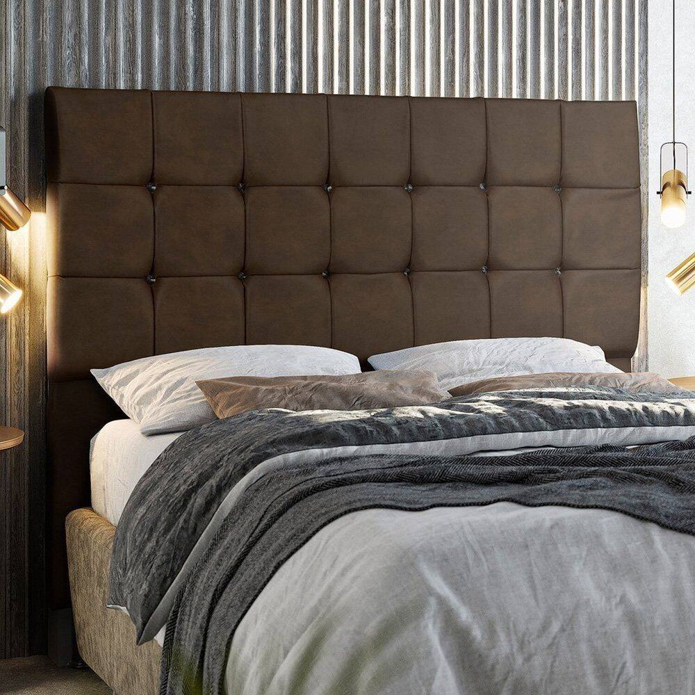 Cabeceira Dubai 140 Cm Casal com Strass Marrom