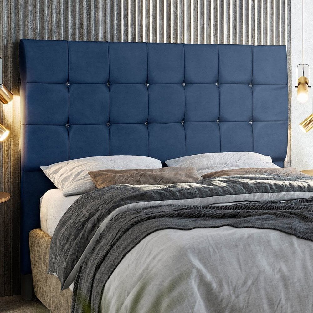 Cabeceira Dubai 140 Cm Casal com Strass Azul