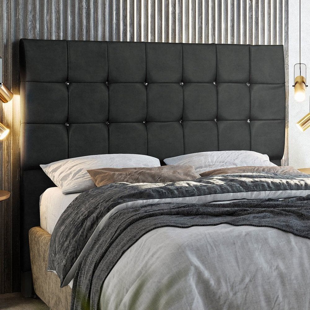 Cabeceira Dubai 140 Cm Casal com Strass Preto