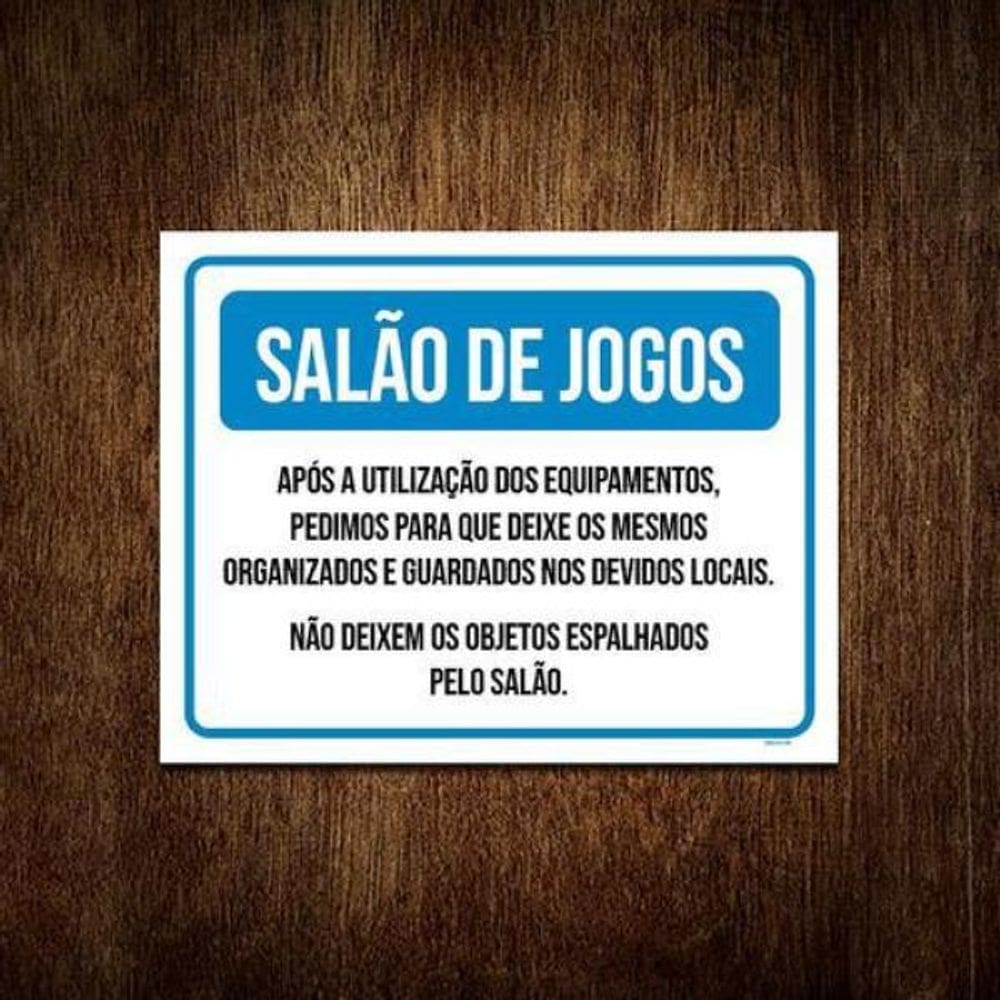 Placa Condomínio Salão De Jogos Equipamentos 36X46