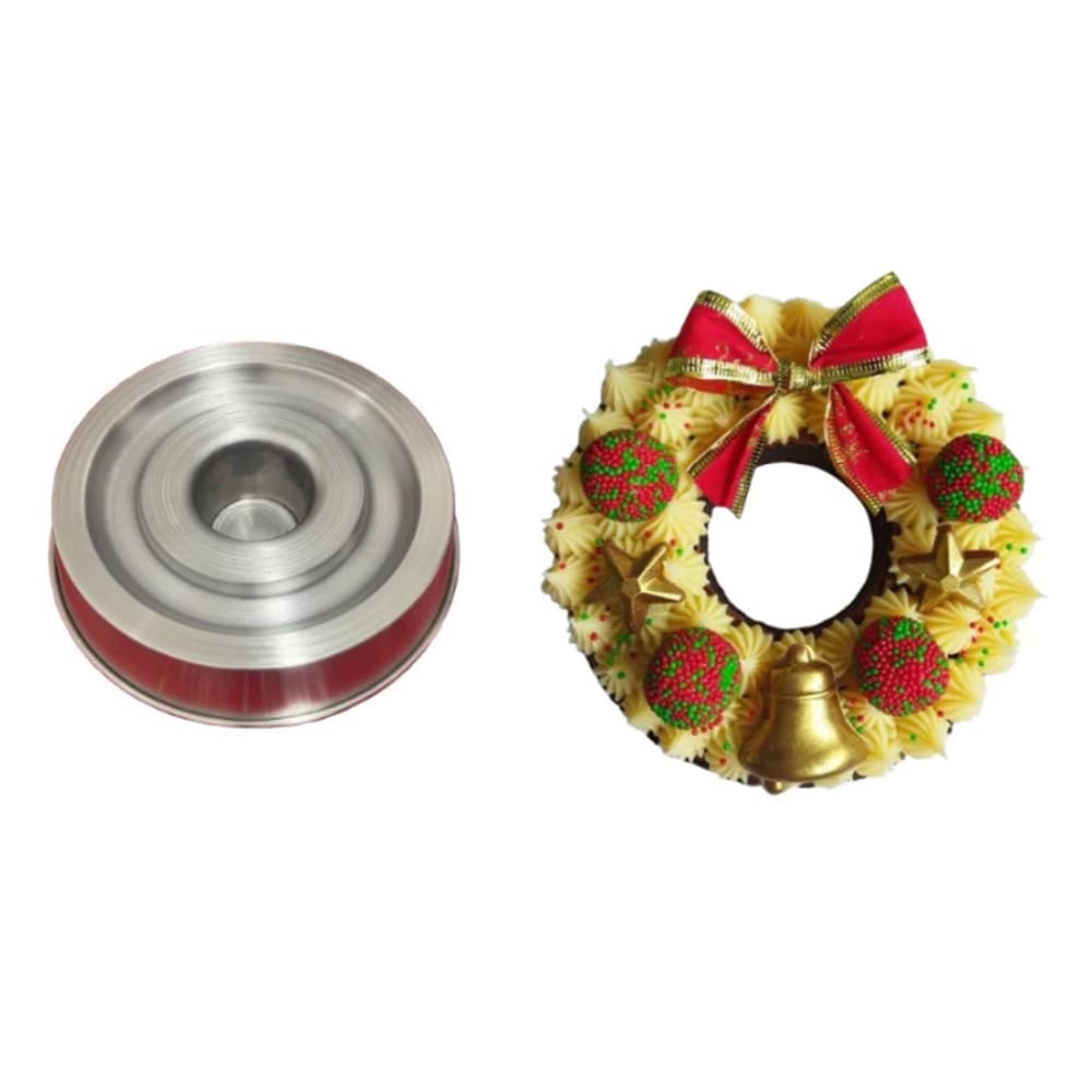 Forma para Bolo Guirlanda 26x6cm com Rebaixo para Recheio - Inove nesse Natal