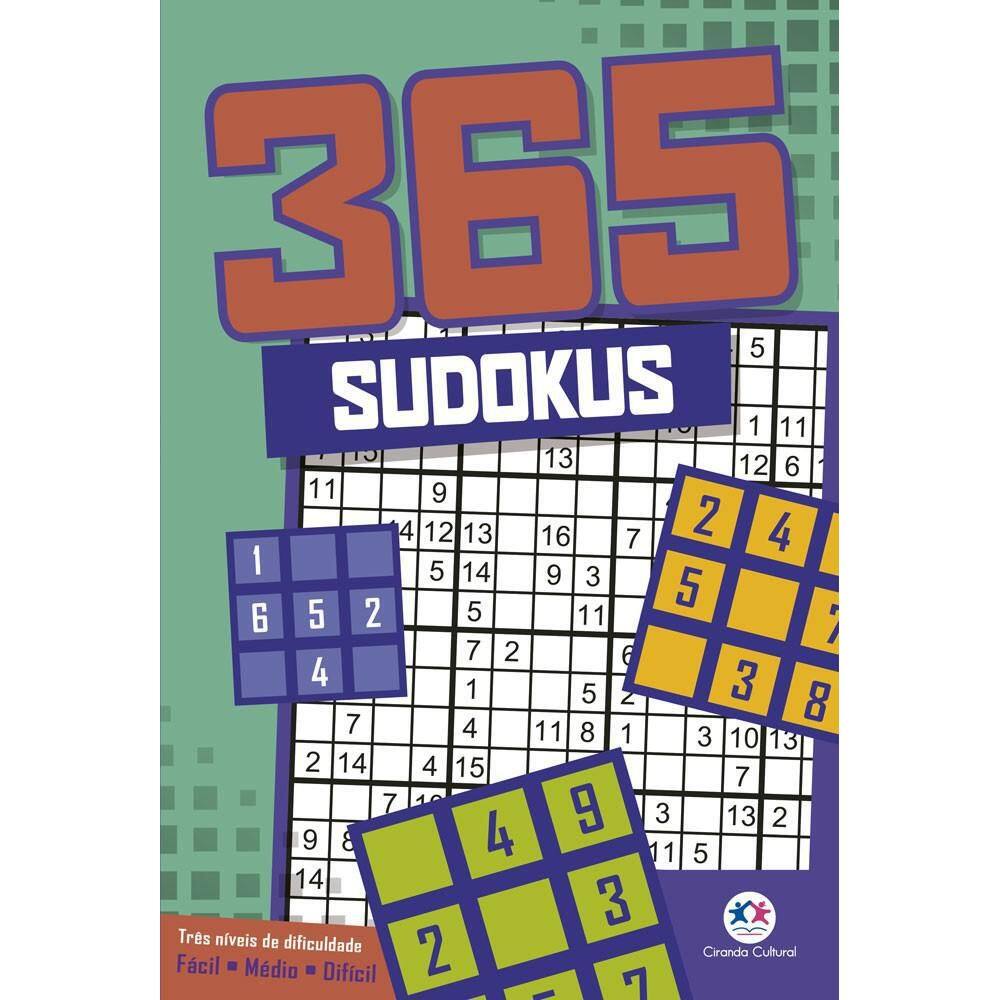 Livro 365 Sudokus Diversos Níveis Raciocínio Treine