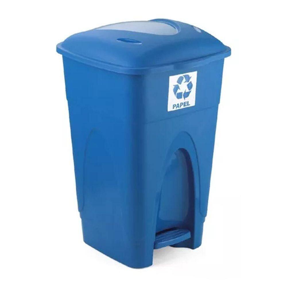 Lixeira Cesto Pedal 30l Coleta Seletiva Reciclagem Azul