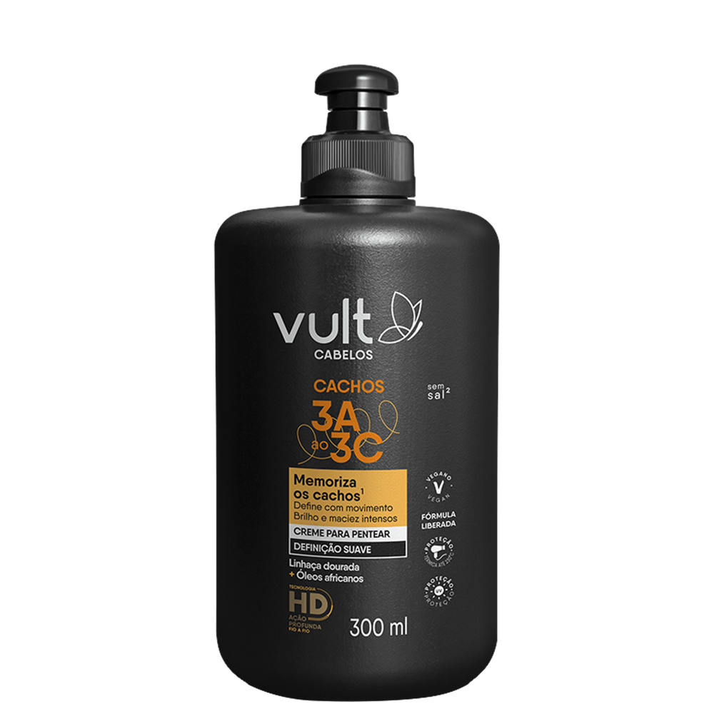 Vult Cabelos Cachos 3A ao 3C Definição Suave - Creme para Pentear 300ml