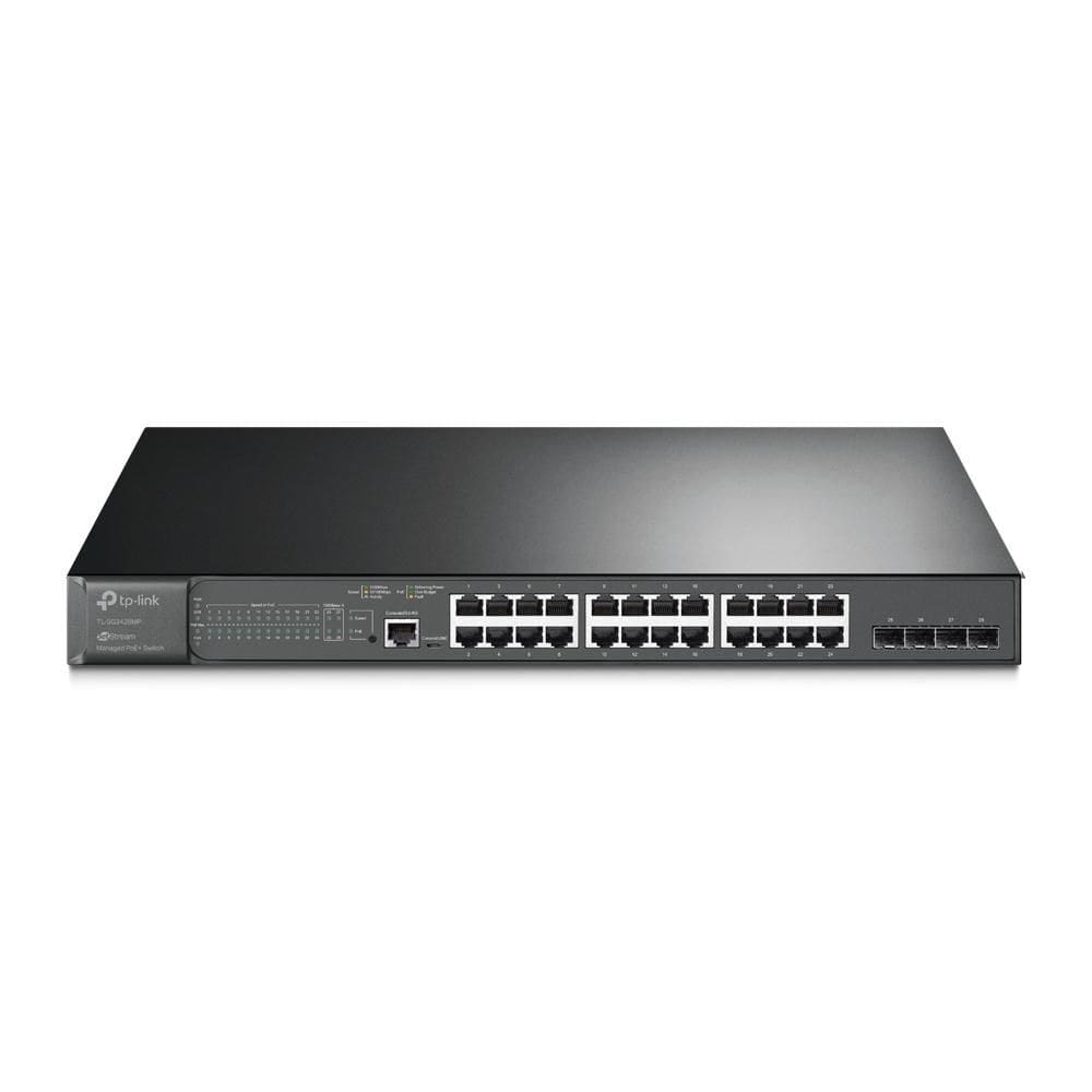 Switch TP-Link Gerenciável L2+ com 24 Portas Gigabit PoE+ e 4 Slots SFP Jetstream