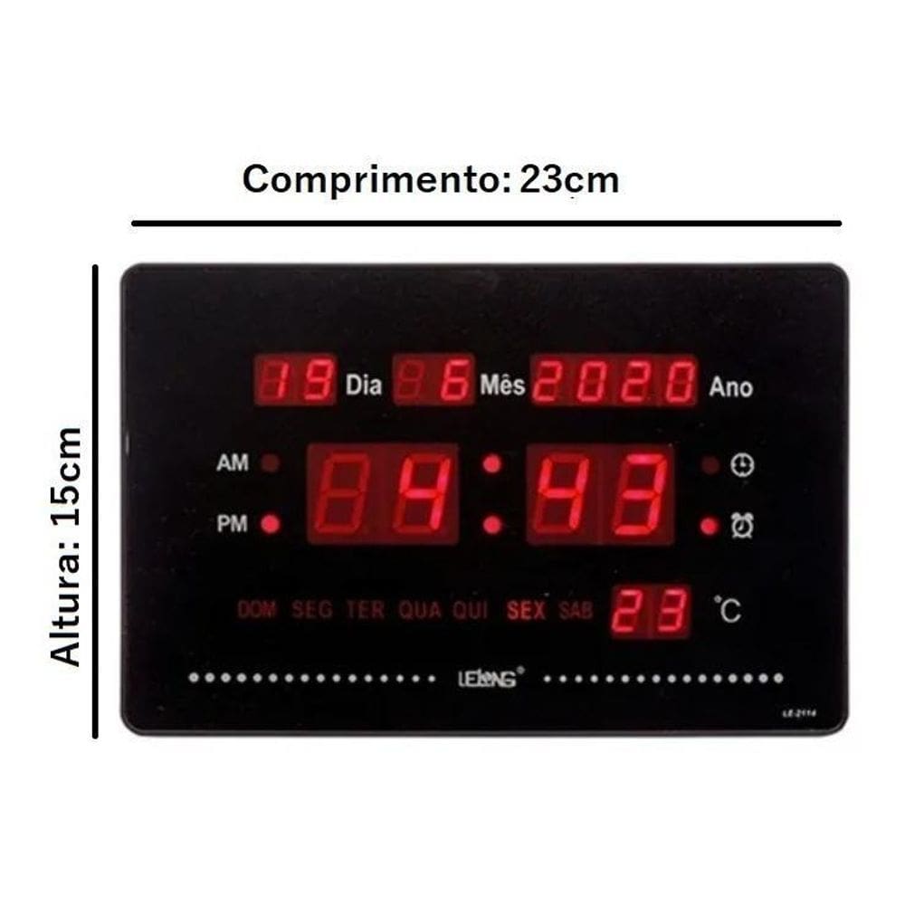 Relógio Digital Para Comercio Parede Mesa Data Temperatura