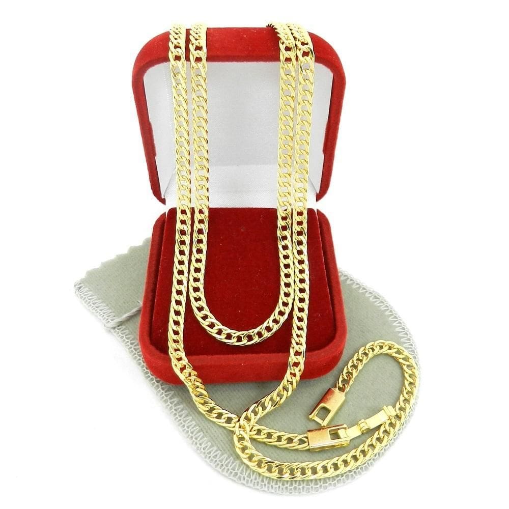 Corrente Masculina 55Cm 4Mm Largura Folheado Ouro Cr810A