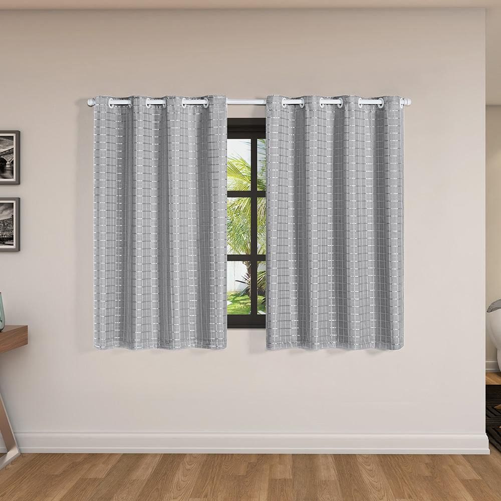 Cortina Blackout Pvc Voil Xadrez 2,80M X 1,60M - Cinza