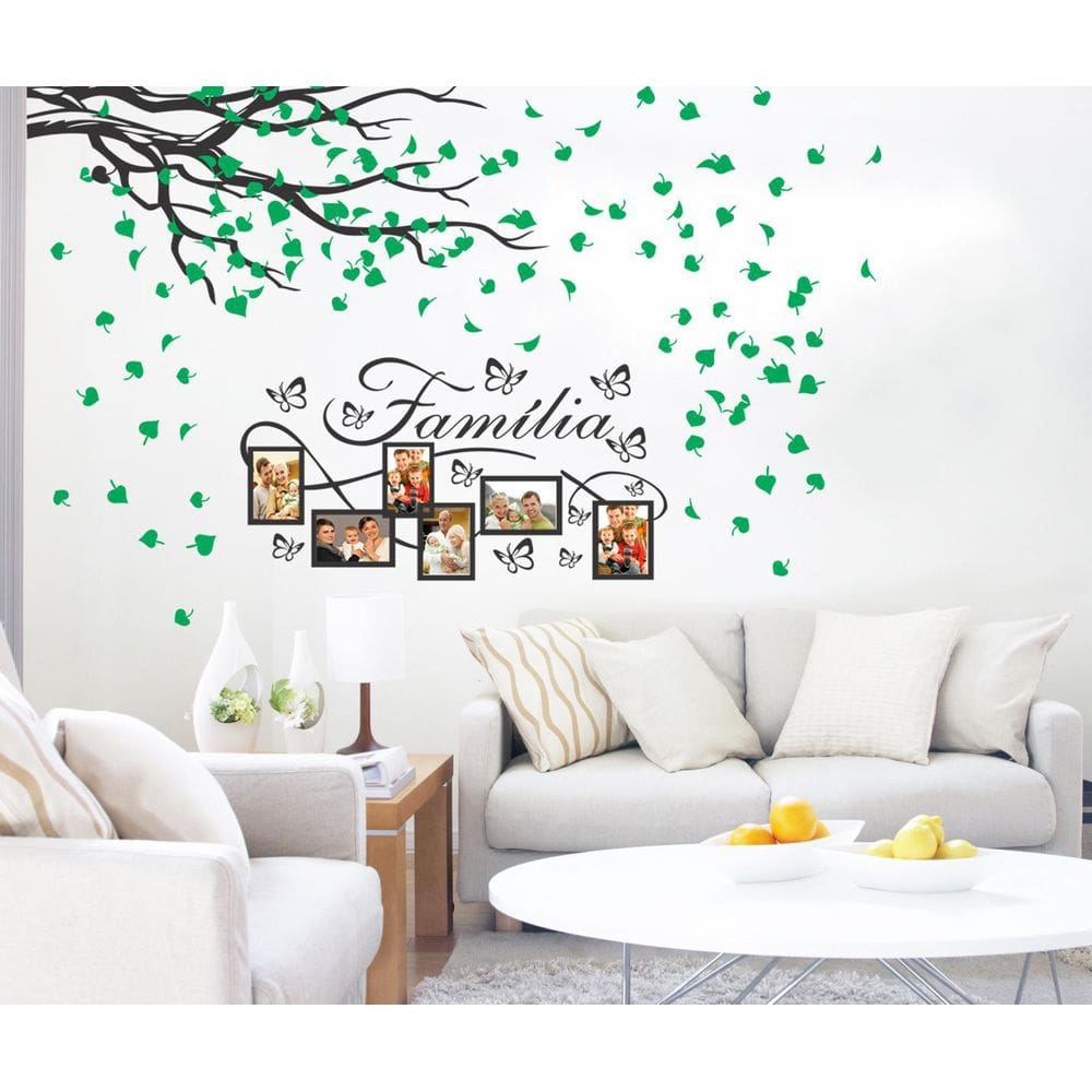 Adesivo Decorativo Para Fotos Família e Árvore com Folhas