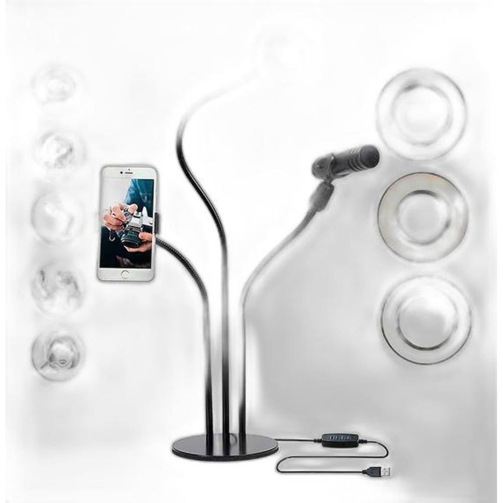 Ring Light De Mesa Iluminador Led Suporte Celular Microfone