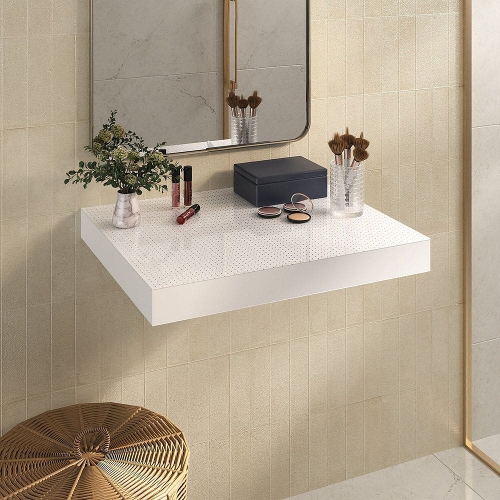 Prateleira Yes 60 Cm com Tampo de Vidro Branco