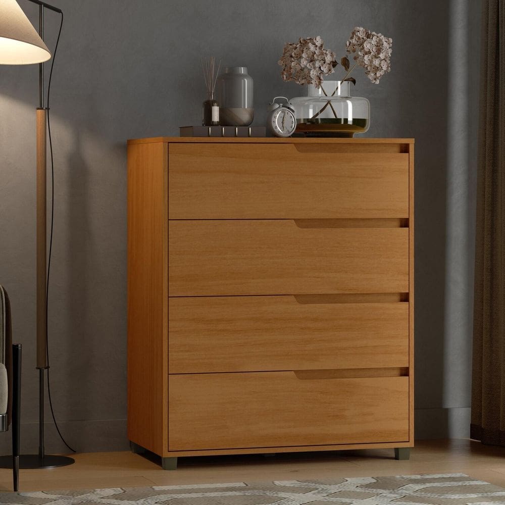 Cômoda em Mdf com 4 Gavetas 80cm X 104cm X 45cm Monet Marrom