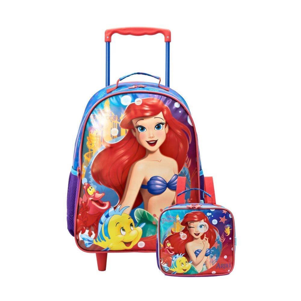 Kit Escolar Mochila De Rodinha + Lancheira Ariel Sereia