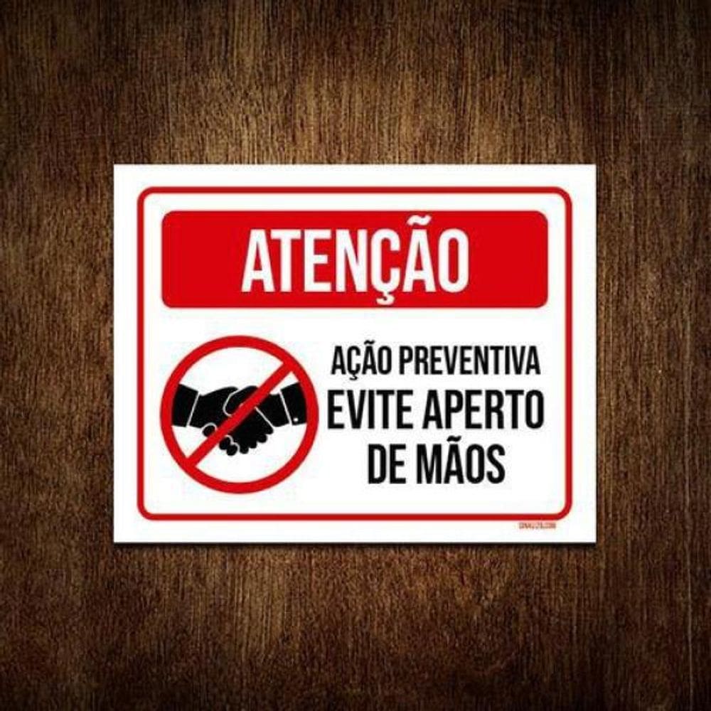 Kit 10 Placas Atenção - Evite Aperto De Mãos