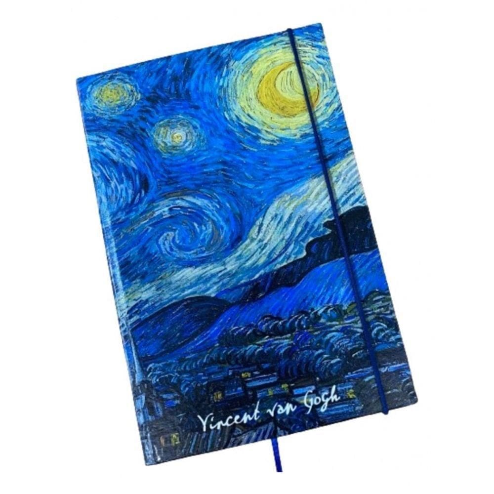 Caderno Sketchbook Grande Capa Obras De Arte 21x14cm Miolo Sem Linha Obra Da Capa Noite Estrelada