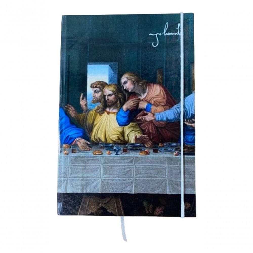 Caderno Sketchbook Grande Capa A Última Ceia Leonardo Da Vinci 21x14cm Miolo Sem Pauta Para Desenhar