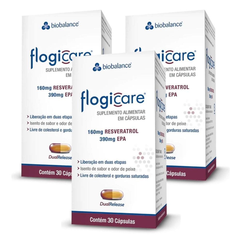 Kit 3 Flogicare Resveratrol Epa 30 Cáps Biobalance